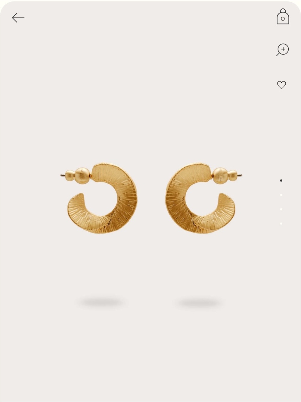 cult gaia Textured Gold Crescent Hoop Earrings NEW IN BOX NEVER WORN